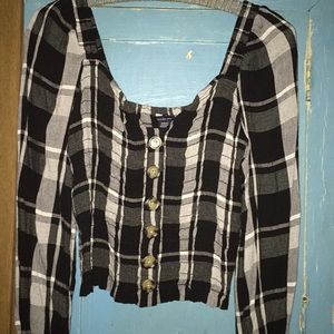 American Eagle Outfitters Plaid Crop Top Size M